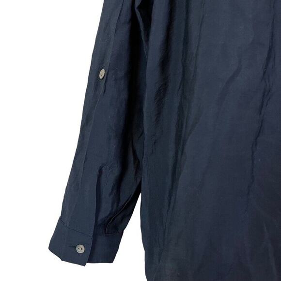 J Jill Womens Navy Blue V-Neck Collared Roll Tab Long Sleeve Tunic Top sz M - Picture 13 of 16